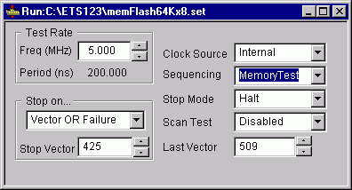 Run Setup Window